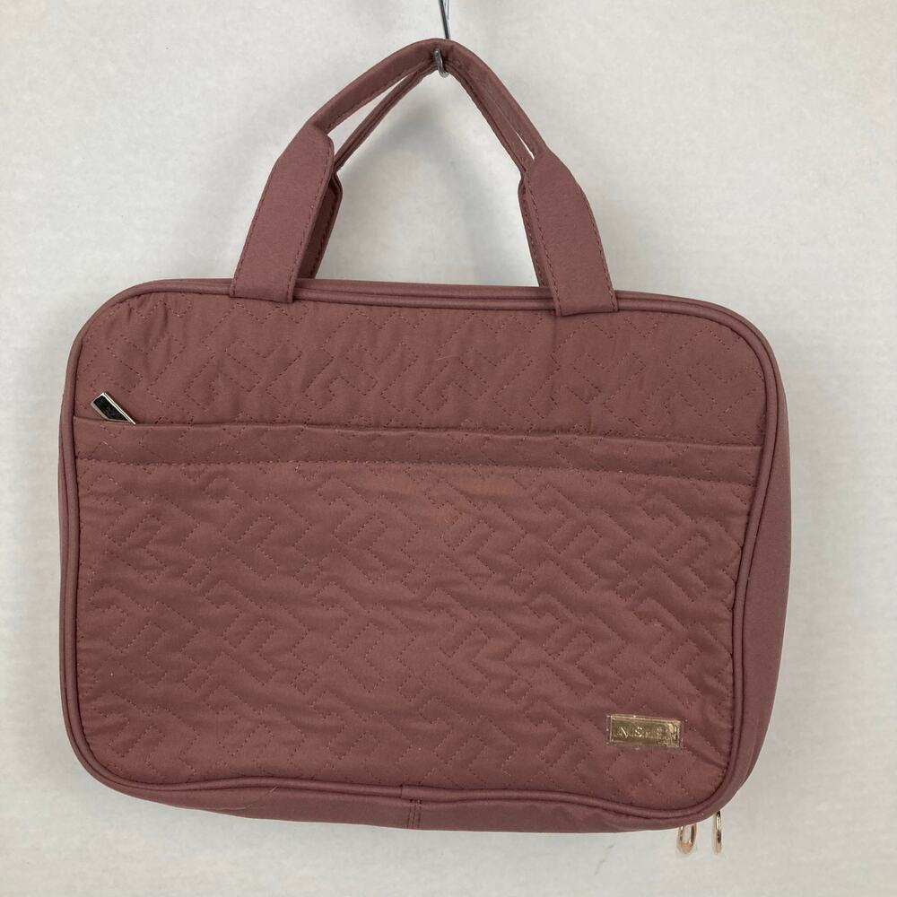 Nishel Toiletries Bag Dusty Pink Quilted Fabric Hanging Travel Essentials Beauty